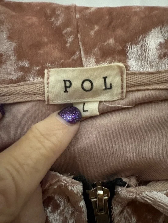 POL Crushed Velvet Zip Hoodie in Dusty Rose - Picture 10 of 13